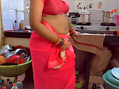 Indian Glory hole stepmom enjoy his first glory hole with stepson in the kitchen