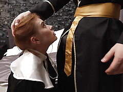 A priest teaches a nun obedience